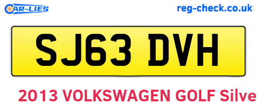 SJ63DVH are the vehicle registration plates.