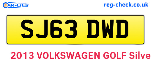 SJ63DWD are the vehicle registration plates.