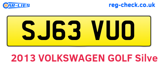 SJ63VUO are the vehicle registration plates.