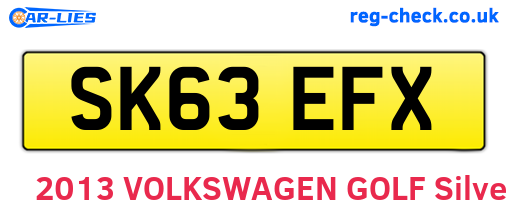 SK63EFX are the vehicle registration plates.