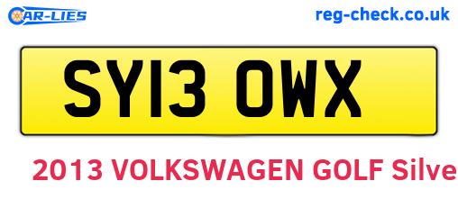 SY13OWX are the vehicle registration plates.