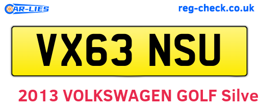 VX63NSU are the vehicle registration plates.