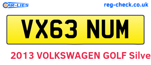 VX63NUM are the vehicle registration plates.