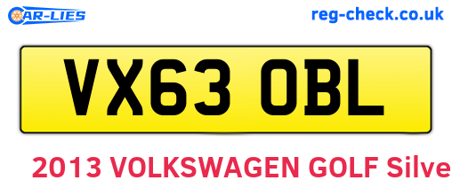 VX63OBL are the vehicle registration plates.