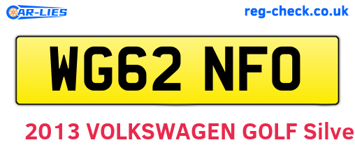 WG62NFO are the vehicle registration plates.