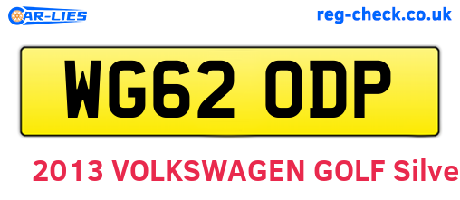 WG62ODP are the vehicle registration plates.