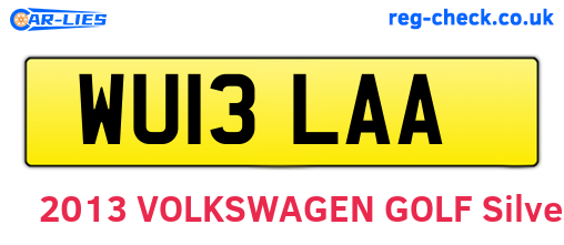 WU13LAA are the vehicle registration plates.