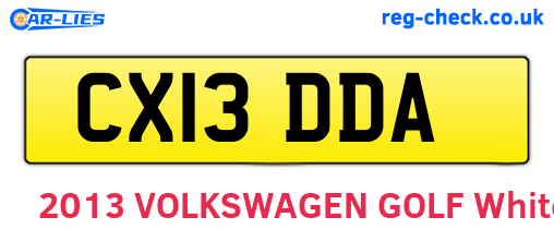 CX13DDA are the vehicle registration plates.