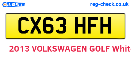 CX63HFH are the vehicle registration plates.