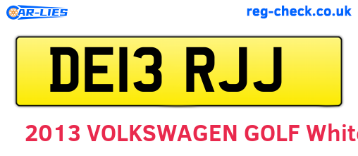 DE13RJJ are the vehicle registration plates.