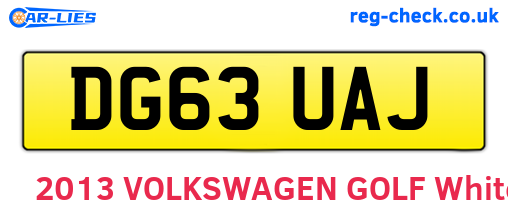 DG63UAJ are the vehicle registration plates.