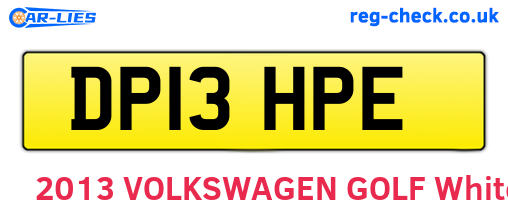 DP13HPE are the vehicle registration plates.