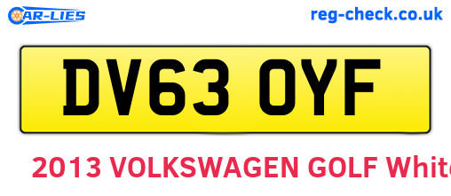 DV63OYF are the vehicle registration plates.