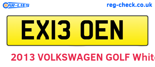 EX13OEN are the vehicle registration plates.