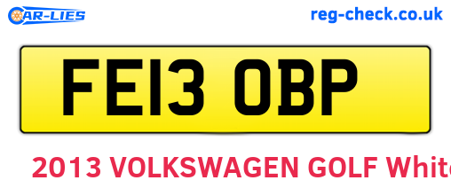 FE13OBP are the vehicle registration plates.