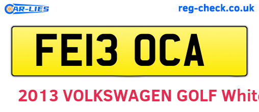 FE13OCA are the vehicle registration plates.