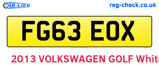 FG63EOX are the vehicle registration plates.