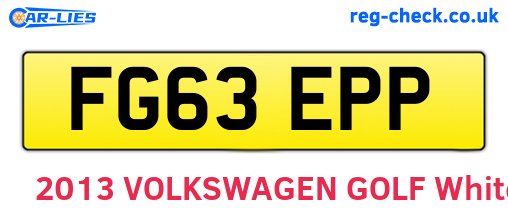 FG63EPP are the vehicle registration plates.