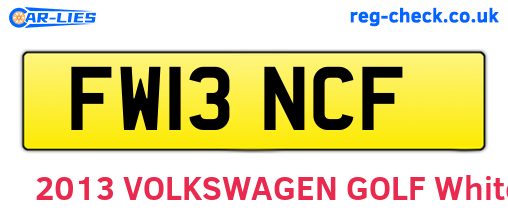 FW13NCF are the vehicle registration plates.
