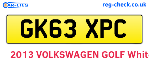 GK63XPC are the vehicle registration plates.