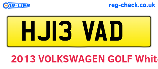 HJ13VAD are the vehicle registration plates.
