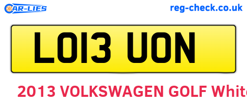 LO13UON are the vehicle registration plates.