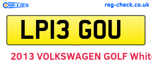 LP13GOU are the vehicle registration plates.