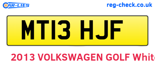 MT13HJF are the vehicle registration plates.