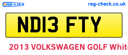 ND13FTY are the vehicle registration plates.