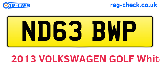 ND63BWP are the vehicle registration plates.