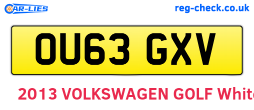 OU63GXV are the vehicle registration plates.