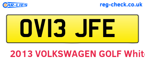 OV13JFE are the vehicle registration plates.