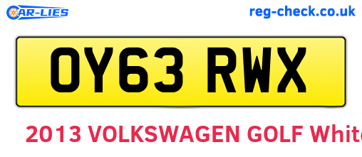 OY63RWX are the vehicle registration plates.