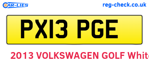 PX13PGE are the vehicle registration plates.