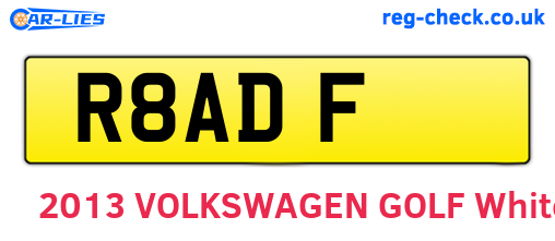 R8ADF are the vehicle registration plates.
