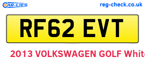 RF62EVT are the vehicle registration plates.