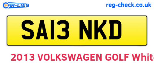 SA13NKD are the vehicle registration plates.