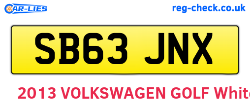 SB63JNX are the vehicle registration plates.