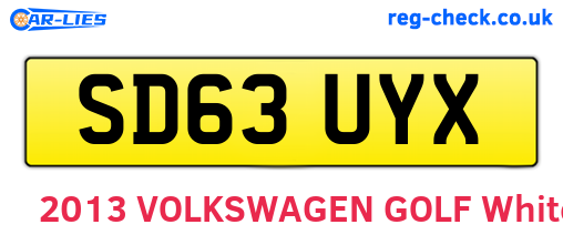 SD63UYX are the vehicle registration plates.