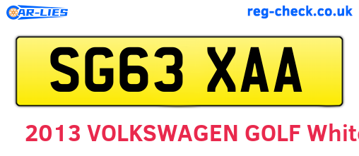 SG63XAA are the vehicle registration plates.