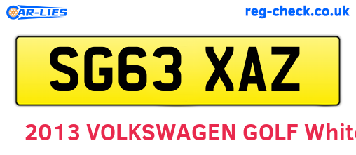 SG63XAZ are the vehicle registration plates.
