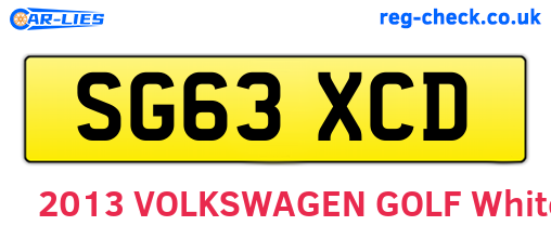 SG63XCD are the vehicle registration plates.