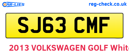 SJ63CMF are the vehicle registration plates.