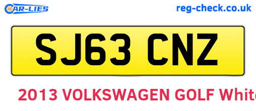 SJ63CNZ are the vehicle registration plates.