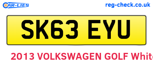 SK63EYU are the vehicle registration plates.
