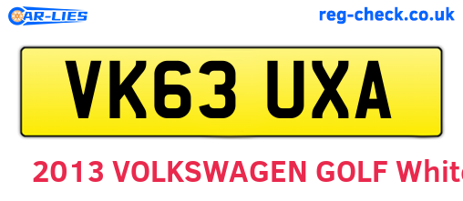 VK63UXA are the vehicle registration plates.