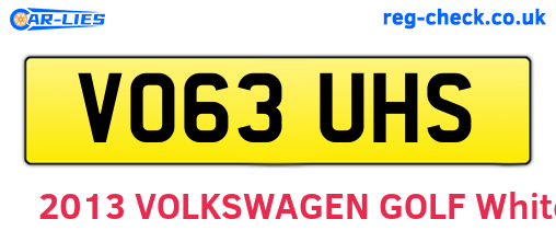 VO63UHS are the vehicle registration plates.