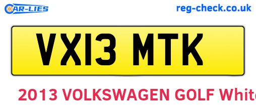VX13MTK are the vehicle registration plates.
