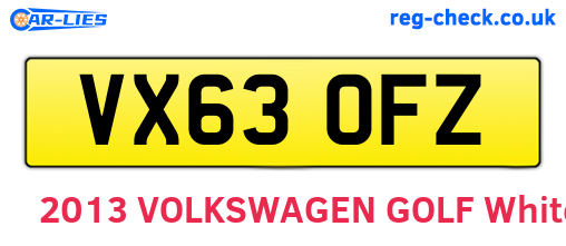 VX63OFZ are the vehicle registration plates.