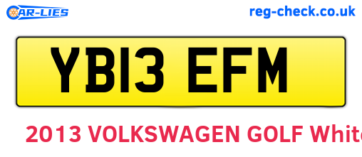 YB13EFM are the vehicle registration plates.